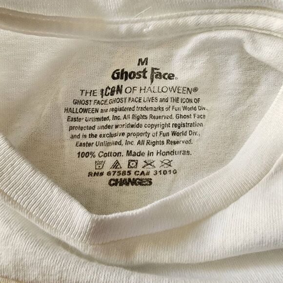 Ghost Face White Tshirt With Halloween Graphic Size Medium - Picture 3 of 4